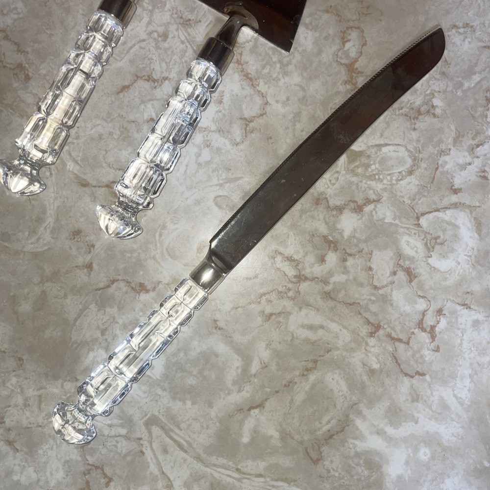 Shannon Cake Knife Crystal Handle‎ Silver Plated